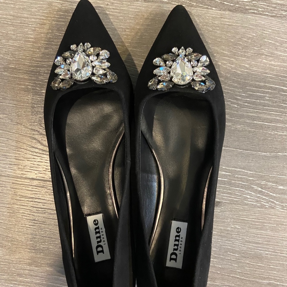 Dune London Beaux-Pointed Flat Jewel Trim Flats